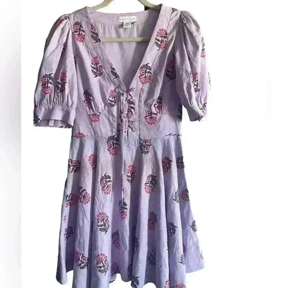 House of Harlow NWOT 1960 Mini Linen Blend Lace Up Dress Size 4 - Picture 1 of 10